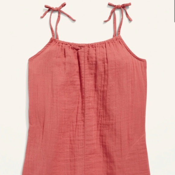 New Old Navy kids romper tie shoulder crinkle cotton size small 6-7 - Picture 2 of 9